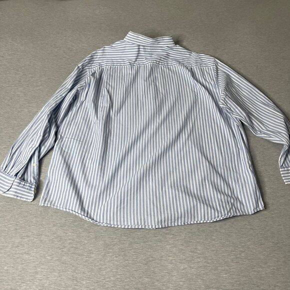 Nautica Men’s Blue White PinStripe Button-Up Dress Shirt - Picture 2 of 12